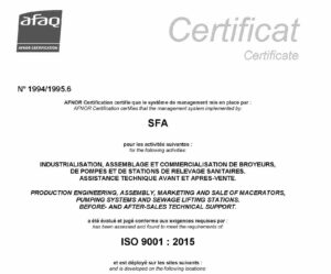 Certificate SFA ISO 9001_BW